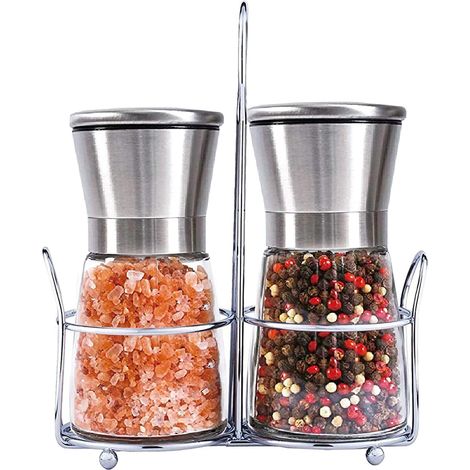 Moulin à épices manuel avec broyeur en céramique réglable, outil de cuisine pour sel et poivre fraîchement moulus (1/5)