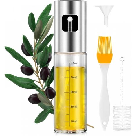 Lntyq Pulvérisateur d'huile Premium,100 ml Spray Cuisine Anti-goutte, Huile en verre avec distributeur, Accessoires Friteuse sans huile