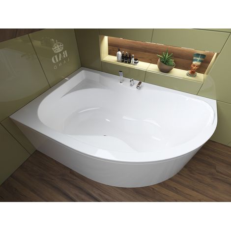 Baignoire Bain d'angle 170x110 Gauche avec tablier en acrylique, Siphon de bain et pieds (support) - Set 4en1 - Fabriqué en UE - BADLAND DORA