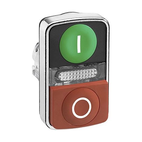 Cabeza pulsador doble lum verde-rojo ZB4BW7L3741 de Schneider (1/3)