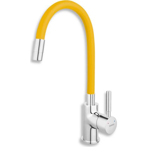 Novaservis Ferro - Miscelatore da lavello con braccio di erogazione flessibile, giallo/cromo 70710,0ZL