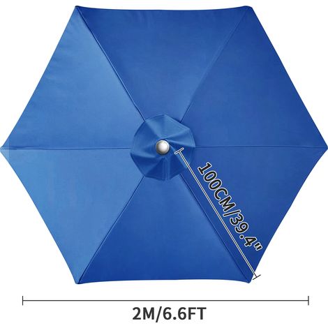 (Bleu, 6 nervures, 2M) Toile de rechange pour pare-soleil, imperméable, résistante aux intempéries et aux UV. (1/5)