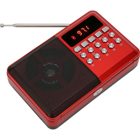 Radio AM FM - Antenne Externe - Lecteur Carte Mémoire MP3 - Portable 12 x 7,5 x 3 cm - Alimenté Par Batterie 18650 - 1 Pièce