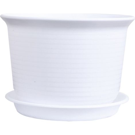 Pot de fleurs haut et bas en résine plastique imitation céramique, pot rond en forme de radis vert épais avec soucoupe (1/5)
