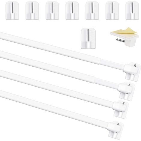Barres de Vitrage Extensible Tringle Sans Percage Réglable Tringle a Rideau pour Fenetre Pvc pour rideaux en Maille et de Crochets Rideau Adhésive,Blanc (4PCS 40-70CM) (1/5)