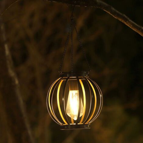 Lanterne Solaire Suspendue Extérieure – Lustre Métallique à Lumière Chaude pour Jardin, Balcon et Intérieur, Installation Facile Mur/Plafond (1/5)