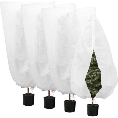 Lot de 4 housses hivernales pour plantes extérieur 100x120 cm, avec cordon et zip, réutilisables
