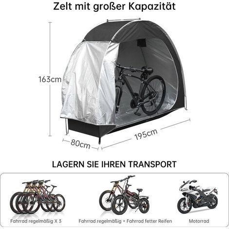Fahrradunterstand, Tragbarer Unterstand, Fahrradabdeckung für den Außenbereich, Gartenzelt, Camping-Kuppelzelt, 210D Oxford-Gewebe, für Fahrräder, Motorräder, Gartengeräte, Rasenmäher (1/4)