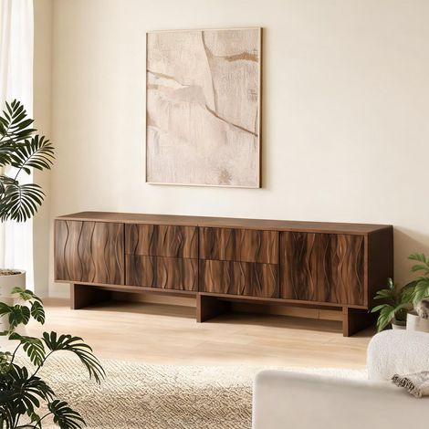 Meuble TV 180 cm noyer avec 4 tiroirs et 2 portes pour salon (1/5)
