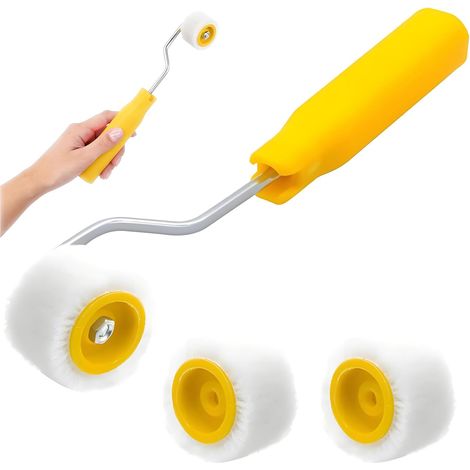 Rouleau de Peinture, Petit Rouleau Peinture, Kit Rouleau à Peinture 1 Manche en Plastique et 3 Têtes de Brosse, Mini Rouleaux Pour Peindre, Réparer les Bords ou les Coins (1/5)
