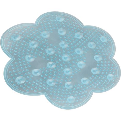 Tapis de Douche Gratte-Pieds Silicone Anti-Dérapant avec Ventouses, Exfoliant Callosités pour Salle de Bains, Bleu, 1 Pièce (1/5)