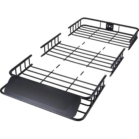 Panier de toit, capacité de charge de 90 kg, compatible avec barres de toit, 1630 x 990 x 152 mm, vert armée (1/2)