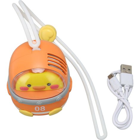 Ventilateur de cou rechargeable à 3 niveaux de puissance, sans pales, portable, USB, mini, avec cordon, idéal pour les voyages et les activités de plein air (type canard). (1/5)