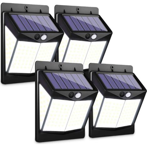 Aplique solar de pared con 140 LED y sensor de movimiento PIR, resistente al agua, ideal para jardín, patio, terraza, valla y paisajismo. 3 modos de iluminación. (1/5)