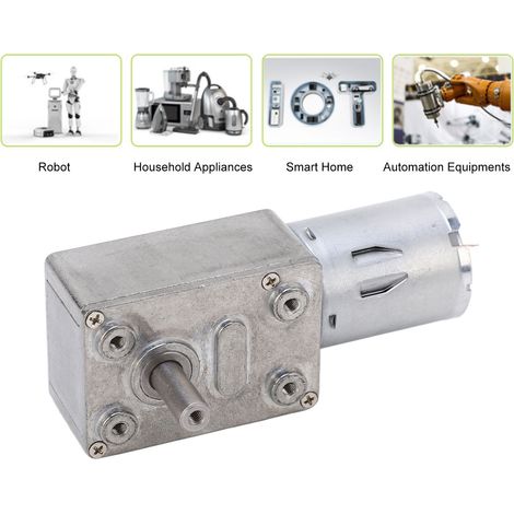 Moteur à engrenage à vis sans fin 4632-370, moteur carré, 24 V CC, double arbre, 10 tr/min (1/5)