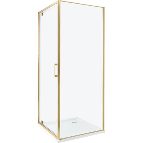 Cabina de ducha cuadrada de vidrio templado una puerta dorado 70 x 70 x 185 cm Darli