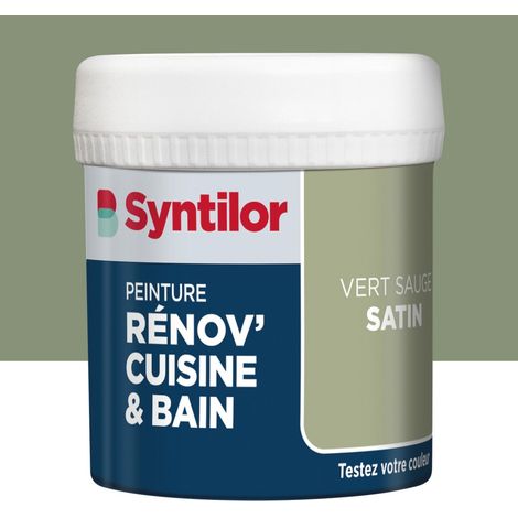 SYNTILOR Renov' Vernice per mobili satinata verde salvia per cucina e bagno, tester 0,075 l SYNTILOR