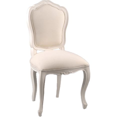 Chaise de salle à manger en tissu blanc et bois Apolline – Lot de 2 – Assise rembourrée 50 x 44 cm – Dossier haut 100 cm – Amadeus (1/3)