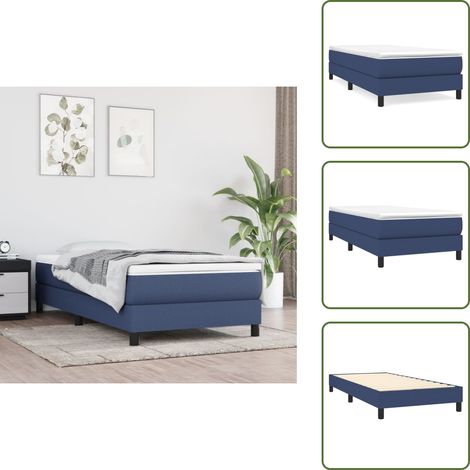 The Living Store Struttura Letto a Rete a Molle Blu 80x200 cm in Tessuto - Struttura letto