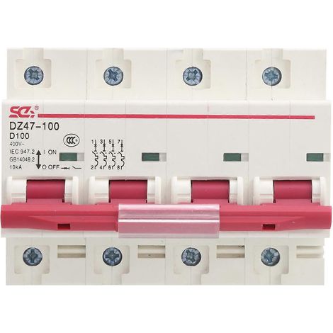Miniatur-Leistungsschalter Typ D, Industriebedarf DZ47100, 4-polig, D80100A