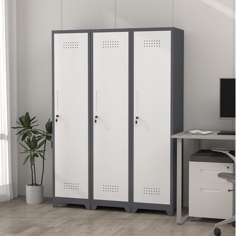 Putzschrank 40x40x165 cm grau Metall mit verstellbarer Stange und Belüftung (1/5)