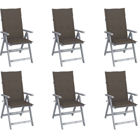 Lot de 6 Chaises de jardin inclinables Fauteuils de Jardin avec coussins Bois d'acacia 51376 (1/5)