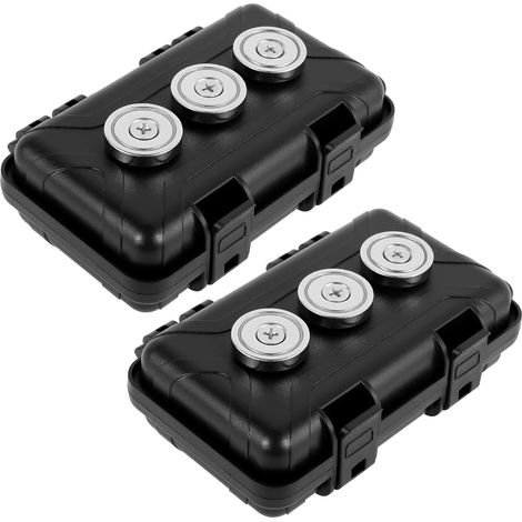 Lot de 2 boîtes magnétiques pour clés, dimensions intérieures : 11 x 6,5 x 3,5 cm, 3 aimants, 4 fermetures de sécurité, étanches, bonne étanchéité, boîte de rangement magnétique pour clés (1/5)
