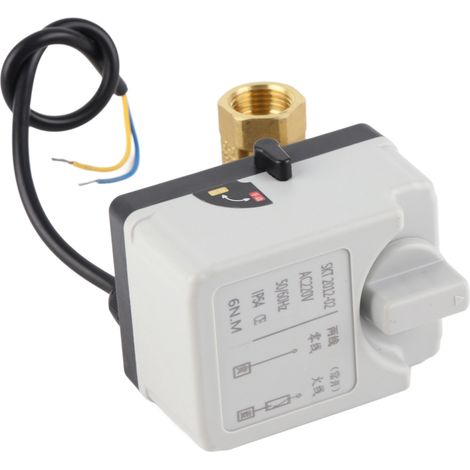 Vanne motorisée 2 voies normalement ouverte DN15 AC220V, électrique à commande manuelle/automatique, raccord fileté, pour circuit d'eau et chauffage (1/5)