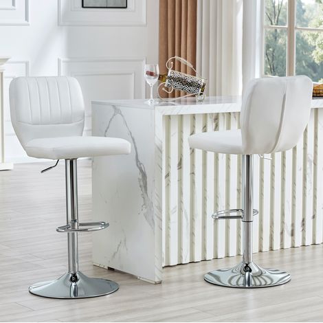 Tabouret de bar pivotant à 360° avec dossier et repose-pieds, réglable en hauteur (1/5)