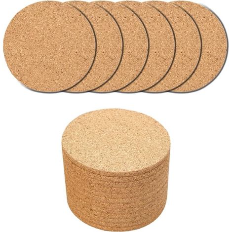Lot de 20 dessous de plat ronds en liège/sous-verres en verre pour bars, restaurants, maisons et bureaux (1/4)