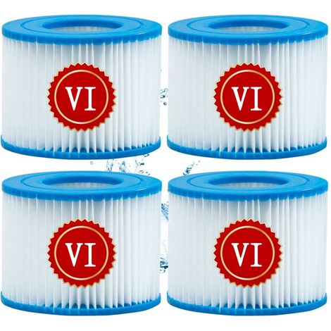 Cartouche defiltre Piscine Type VI, pour Bestway Type VI Pool Filter, Taille 6-58323 pour Filtre Spa pour bestway pour Lay-z-Spa Miami, Vegas, Monaco, pour Nettoyage Filtre Spa, 4Pcs (1/5)