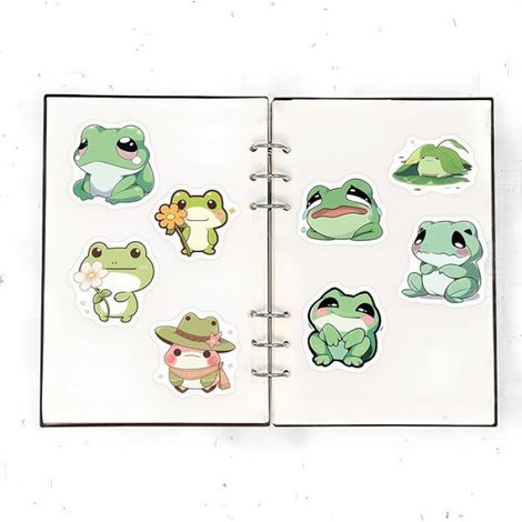 Autocollant Grenouille - Vinyle Étanche - Pour Décoration Tablettes Téléphones Valises - Lot De 100 (1/5)