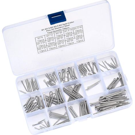 Coffret de Goupilles, Goupilles Fendues, Assortiment de Goupilles Clips - 150 Pcs/Argent (1/5)