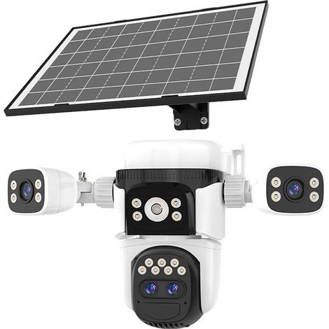 Caméra de surveillance solaire O-KAM Pro 4G multi-objectifs 8MP, caméra PTZ extérieure étanche IP66, rotation 355° horizontal 75° vertical, zoom numérique 10x, vision nocturne double lumière, détectio (1/4)