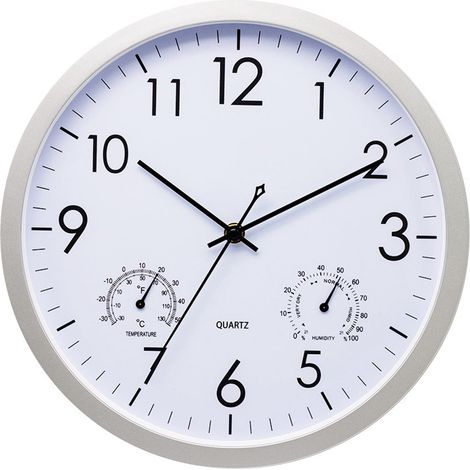 Horloge Murale - 30 cm - Mouvement Silencieux Balayant - Affichage Température et Humidité - Pour Cuisine Salon Chambre Bureau École (1/5)