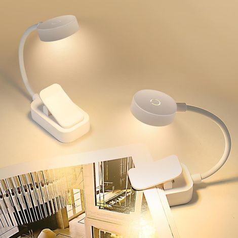 Lot de 2 mini lampes lecture rechargeables à clipser avec col (1/5)