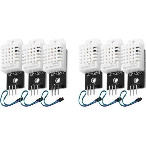 Lot de 6 modules de capteur de température et d'humidité DHT22 pour AM2302 avec câblecompatibles Arduino et Raspberry Pi (blanc). (1/5)
