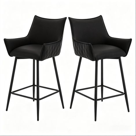 CHICFURN Taburete de bar ergonómico 51 x 49 x 90 cm en PU vintage antracita, lote de 2 (1/5)