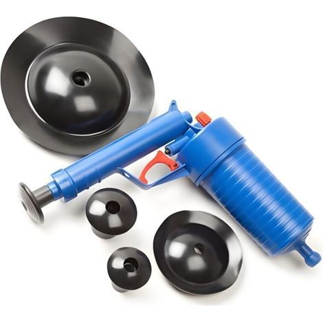 Pistola ad aria compressa ad alta pressione per la pulizia degli scarichi, strumento di disostruzione 3,5 BAR, senza sostanze chimiche, 4 ugelli inclusi (1/4)
