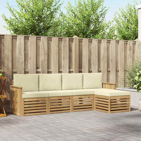 vidaXL Outdoor-Sofagarnitur 5 pcs Weiß und Creme 249 x 122,5 x 73 cm (1/5)