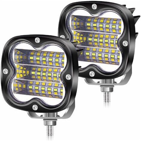 BUNTHAUS LED feux de travail 54W moto LED projecteurs antibrouillard 12V 24V, 2 pièces étanche conduite supplémentaire barre lumineuse pour bateau de camion hors route 4X4 ATV