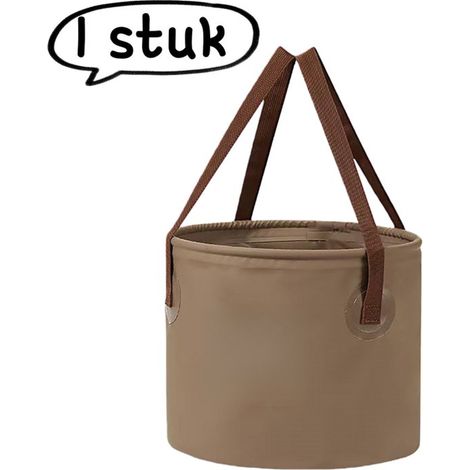 Seau pliable multifonction – Seau de camping grande capacité pour pêche, lavage, stockage d'eau et activités de plein air – Marron (1/5)