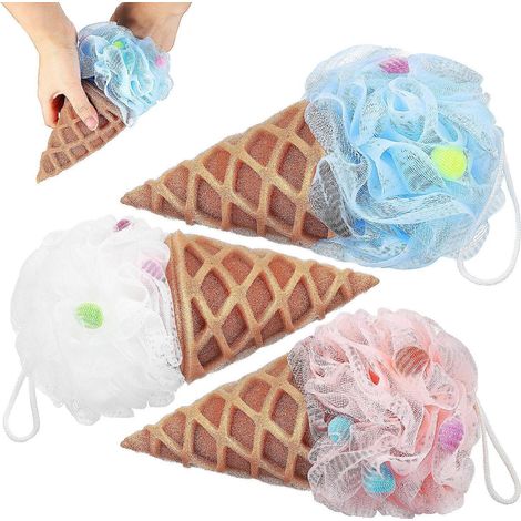 Lot de 3 éponges de bain pour enfants, motif glace, loofah, éponge de bain pour tout-petits, éponge de douche.-21.00X11.00X11.00CM (1/4)
