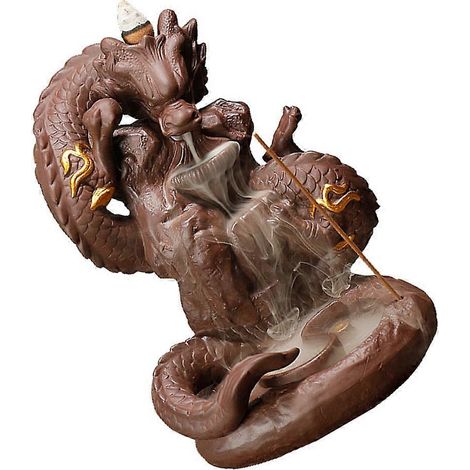 Porte-encens en forme de dragon, diffuseur d'arômes, cadeau de pendaison de crémaillère, cadeau familial, 18,5 x 14 x 12 cm, charme unique, 1 pièce (1/4)
