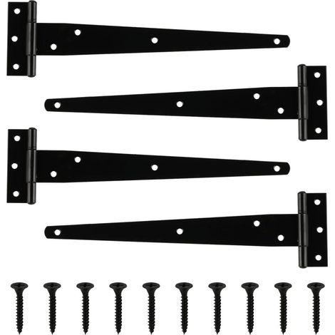 4er Pack robuste T Scharniere 25, verzinkt schwarz Scheunentore, Außen Balkon Patio Garten (1/5)