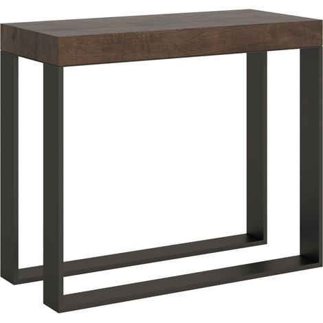 Consolle allungabile 90x40/196 cm Elettra Small Noce telaio Antracite (1/5)