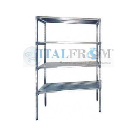 MODULO INIZIALE - Scaffalatura in acciaio INOX , H 200 cm , L 120 cm , PROF. 50 cm , con 4 ripiani (1/3)