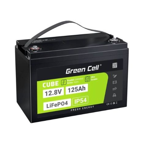 Batteria Green Cell Cube LiFePO4 125Ah 12V/12.8V 1600Wh Nero [AZGCEUAZ12V125A]
