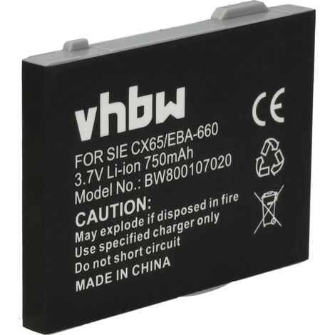 vhbw Akku kompatibel mit Siemens CXV65, M65, M75, M81, CXT70, S65V, S66, CXT65, M8, S75, CXV70, S65 Handy Smartphone Telefon (750 mAh, 3,7 V, Li-Ion) (1/5)