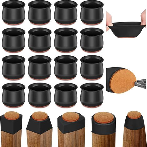 Protectores de silicona para patas de sillas, 16 piezas, protectores de suelo para sillas, tapas de goma para patas de sillas para suelos de madera, protectores de patas de sillas para suelos de mader